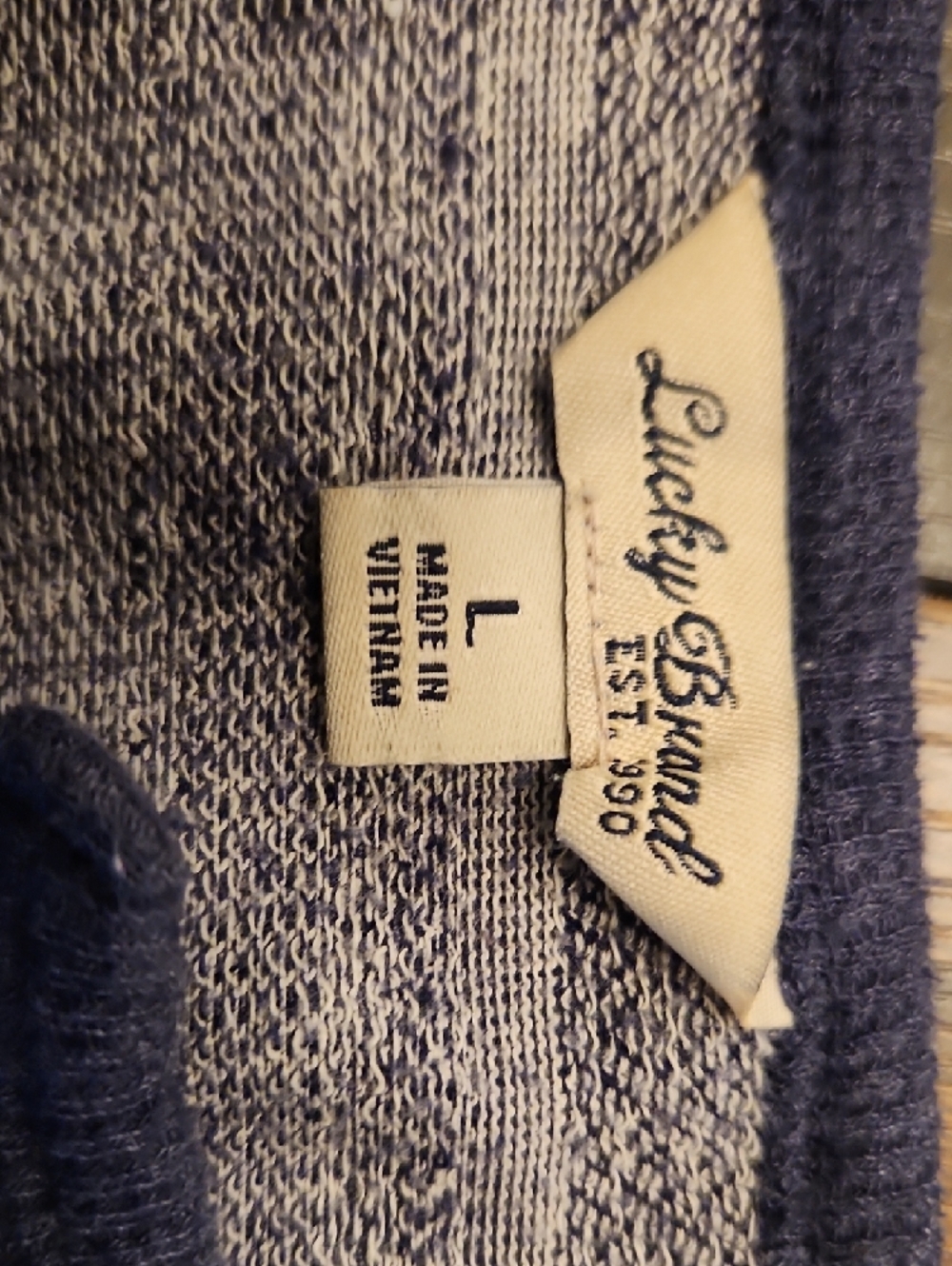 Lucky Brand Navy Henley with Patterned Side Panels - Picture 5 of 6